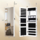 43.5 Inch Jewelry Mirror Cabinet with Full-length Mirror and Adjustable Hangers