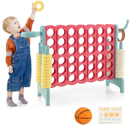 Juego Conecta Cuatro en Raya con Aro de Baloncesto y Aro de Lanzamiento
