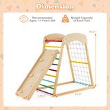 6-in-1 Jungle Gym Wooden Indoor Playground with Double-Sided Ramp and Monkey Bars