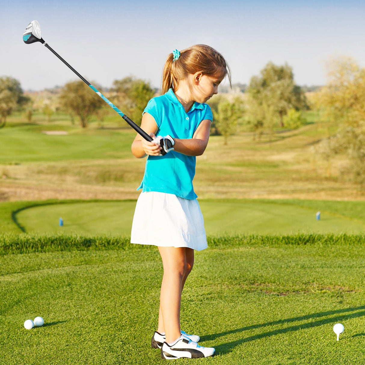 Set completo de palos de golf júnior para niños con cubierta para la lluvia, para diestros, para niños de 8 a 10 años