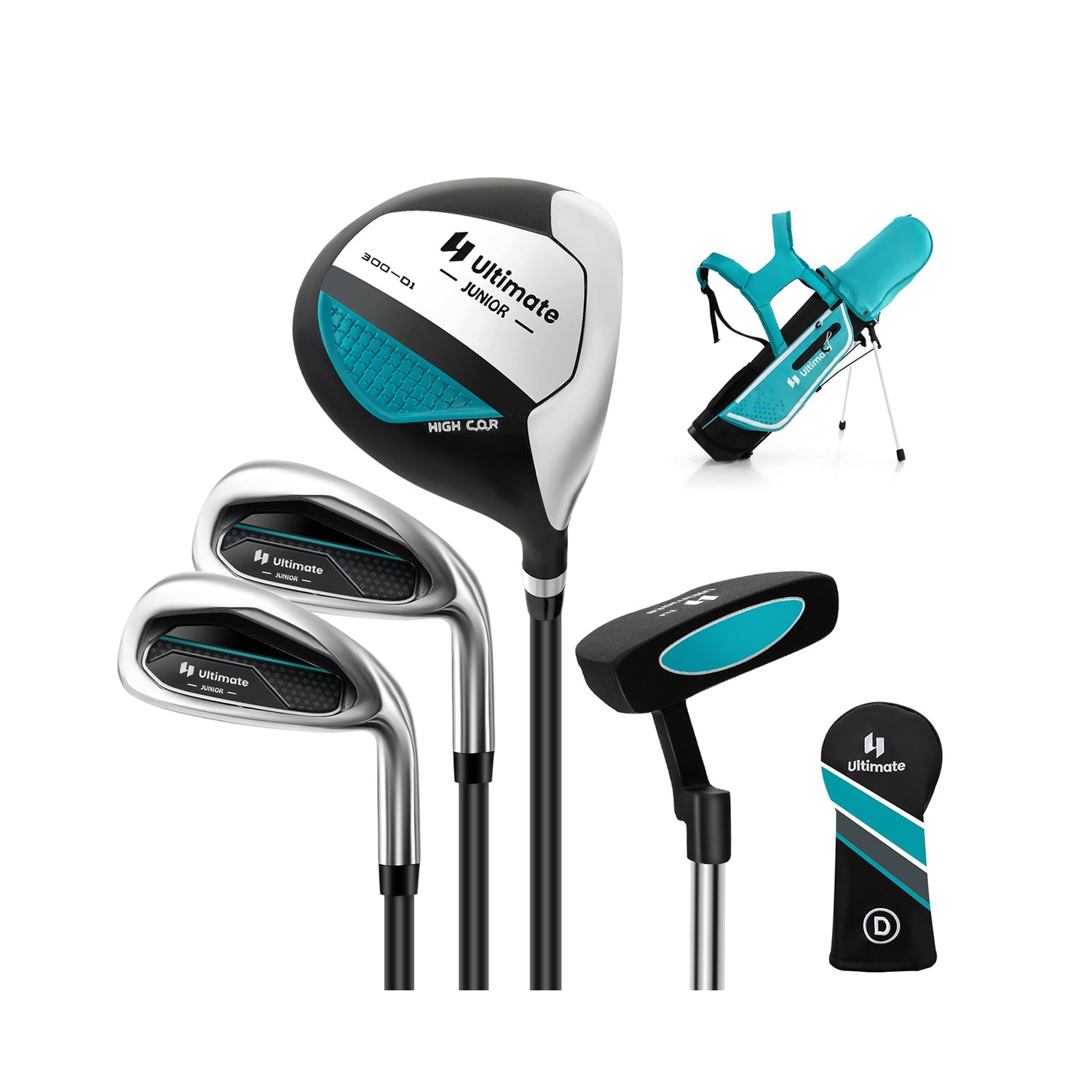 Set completo de palos de golf júnior para niños con cubierta para la lluvia, para diestros, para niños de 8 a 10 años