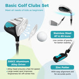 Set completo de palos de golf júnior para niños con cubierta para la lluvia, para diestros, para niños de 8 a 10 años