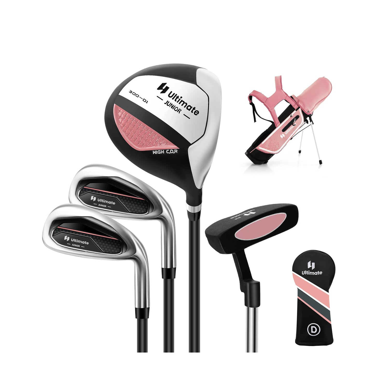 Set completo de palos de golf júnior para niños con cubierta para la lluvia, para diestros, para niños de 8 a 10 años