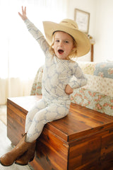Pijama de bambú acanalado de 2 piezas Blue Belle