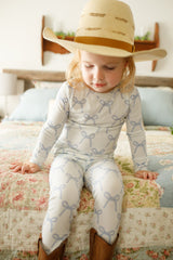 Pijama de bambú acanalado de 2 piezas Blue Belle