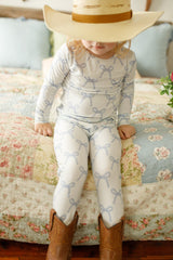 Pijama de bambú acanalado de 2 piezas Blue Belle