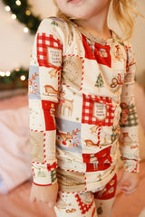 Pijama de Navidad de bambú con retazos navideños - Conjunto de 2 piezas