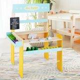 Tienda de comestibles de juguete para niños con caja registradora y pizarra - Azul