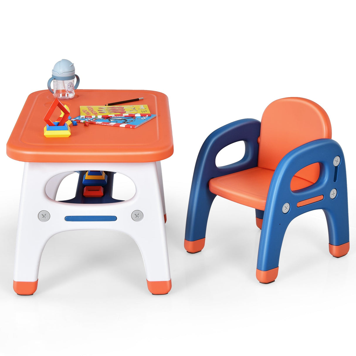 Kids Activity Table and Chair Set with Montessori Toys for Preschool and Kindergarten
