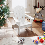 Sillón Adirondack para niños de HDPE para todo clima con respaldo alto y apoyabrazos - Blanco