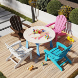 Sillón Adirondack para niños de HDPE para todo clima con respaldo alto y apoyabrazos - Blanco