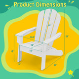 Sillón Adirondack para niños de HDPE para todo clima con respaldo alto y apoyabrazos - Blanco