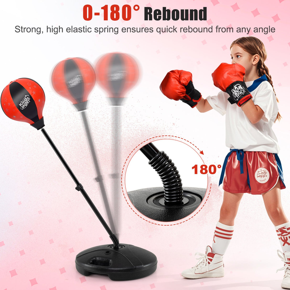 Juego de juguete de saco de boxeo de pie ajustable para niños con guantes de boxeo