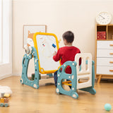 Caballete de arte infantil con silla y pizarra ajustable de 3 niveles - Multicolor