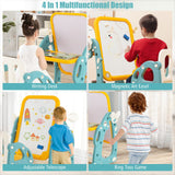 Caballete de arte infantil con silla y pizarra ajustable de 3 niveles - Multicolor