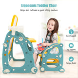 Caballete de arte infantil con silla y pizarra ajustable de 3 niveles - Multicolor