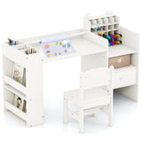 Mesa y sillas de arte para niños con soporte desmontable para rollo de papel y gabinete