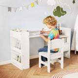 Mesa y sillas de arte para niños con soporte desmontable para rollo de papel y gabinete