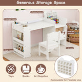 Mesa y sillas de arte para niños con soporte desmontable para rollo de papel y gabinete