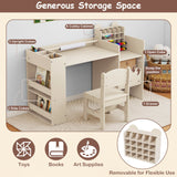 Mesa y sillas de arte para niños con soporte desmontable para rollo de papel y gabinete
