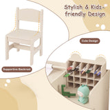 Mesa y sillas de arte para niños con soporte desmontable para rollo de papel y gabinete