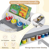 Mesa y silla de arte para niños con rollo de papel y cajones de tela para dibujar, leer, estudiar, jugar - Gris
