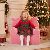 Kids Bear Sofa Toddler Foam Couch with Soft Fleece Fabric Cover