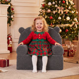 Kids Bear Sofa Toddler Foam Couch with Soft Fleece Fabric Cover