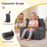 Kids Bear Sofa Toddler Foam Couch with Soft Fleece Fabric Cover