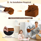 Kids Bear Sofa Toddler Foam Couch with Soft Fleece Fabric Cover