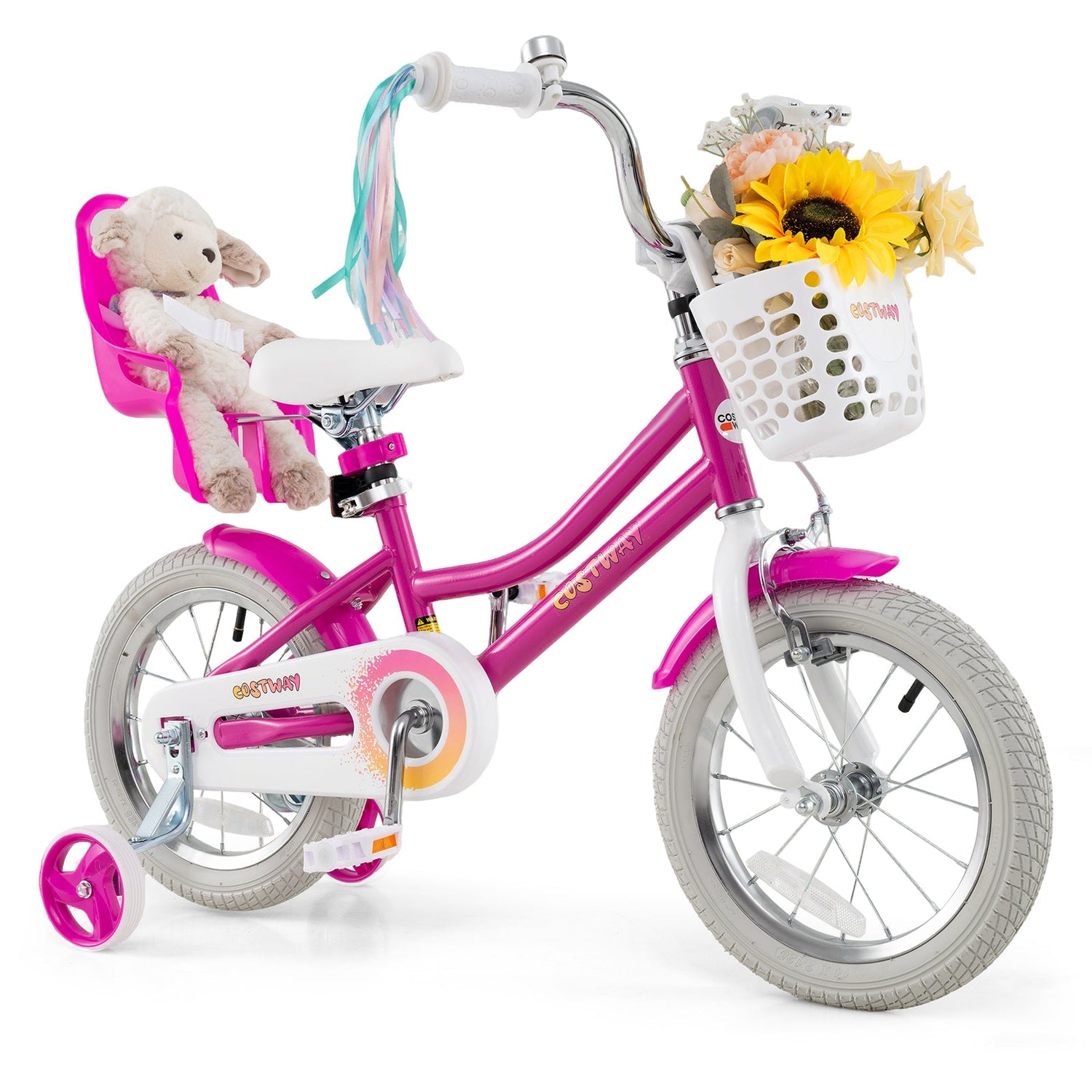 Bicicleta para niños de 12 pulgadas con ruedas de entrenamiento y sistema de 2 frenos para 3