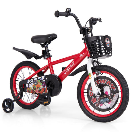 Bicicleta para niños de 14 pulgadas ajustable con cesta de almacenamiento y doble freno para niños de 3 a 5 años - 14 pulgadas