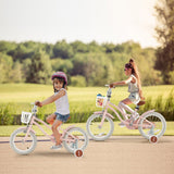 Bicicleta infantil de 16 pulgadas con freno de mano delantero y 2 ruedas de aprendizaje-Rosa