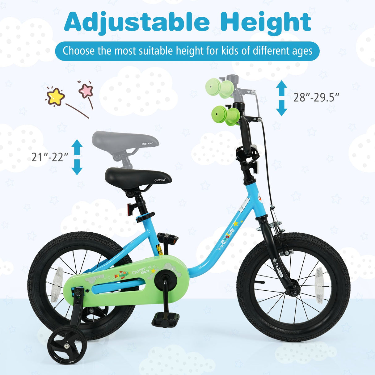 Bicicleta para niños y niñas de 3 a 7 años de 12/14/16 pulgadas, color azul