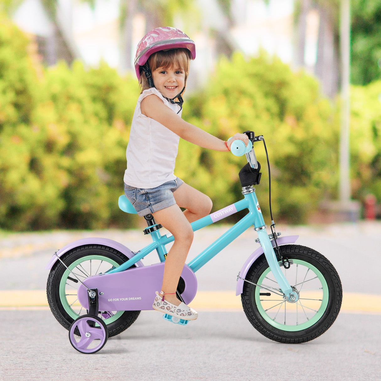 Bicicleta infantil con manillar y sillín ajustables Morado