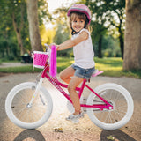 Bicicleta para niños de 18 pulgadas, para niños pequeños y niños con ruedas de entrenamiento para niños de 6 a 8 años - Rosa