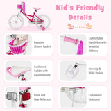 Bicicleta para niños de 18 pulgadas, para niños pequeños y niños con ruedas de entrenamiento para niños de 6 a 8 años - Rosa