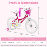 Bicicleta para niños de 18 pulgadas, para niños pequeños y niños con ruedas de entrenamiento para niños de 6 a 8 años - Rosa