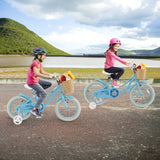 Bicicleta de 14 pulgadas para niños con ruedines y sillín y manillar ajustables