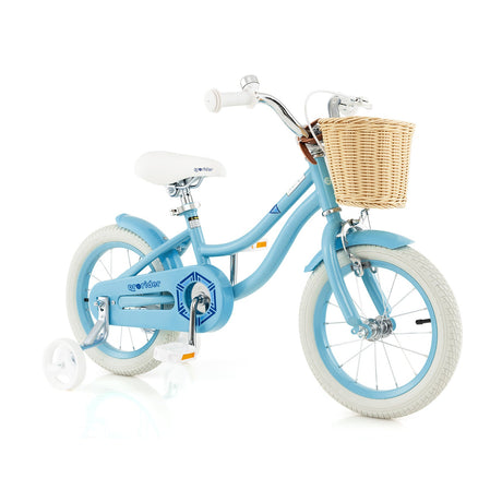 Bicicleta de 14 pulgadas para niños con ruedines y sillín y manillar ajustables