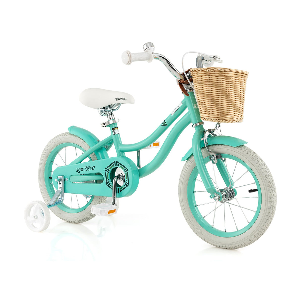 Bicicleta de 14 pulgadas para niños con ruedines y sillín y manillar ajustables