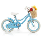 Bicicleta de 14 pulgadas para niños con ruedines y sillín y manillar ajustables