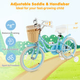 18-Inch Kids Bike with Training Wheels and Adjustable Handlebar Seat