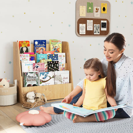 4-Tier Kids Bookshelf with Deep Compartments for Bedroom