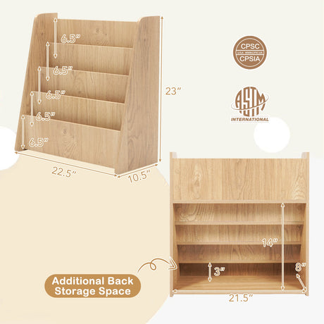4-Tier Kids Bookshelf with Deep Compartments for Bedroom