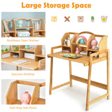 Juego de Escritorio y Silla de Estudio para Niños de Bambú con Estantería