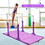Barras Horizontales Dobles Infantiles Barras Paralelas Ajustables para Entrenamiento de Gimnasia - Morado