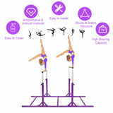 Barras Horizontales Dobles Infantiles Barras Paralelas Ajustables para Entrenamiento de Gimnasia - Morado