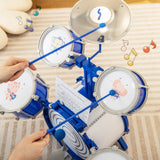Batería para niños, instrumento musical de percusión educativo con bombo, azul