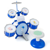 Batería para niños, instrumento musical de percusión educativo con bombo, azul